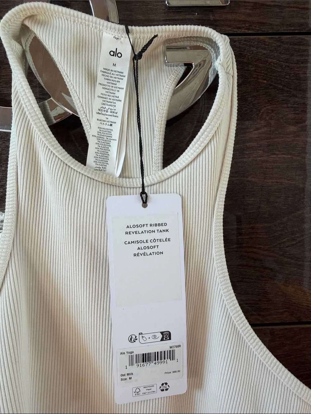 ALO Yoga Cream Ribbed High-Neck Racerback Bodysuit